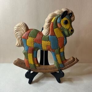 Vintage 1985 Frankies Designs Patchwork Rocking Horse Wall Hanging Decor